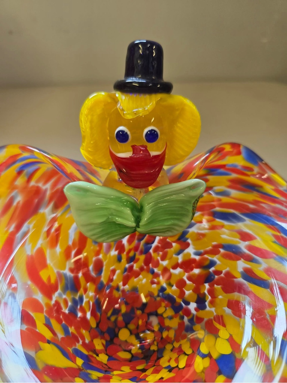 Murano art-glass hand-blown graffiti glass clown bowl made in Italy - Picture 6 of 11